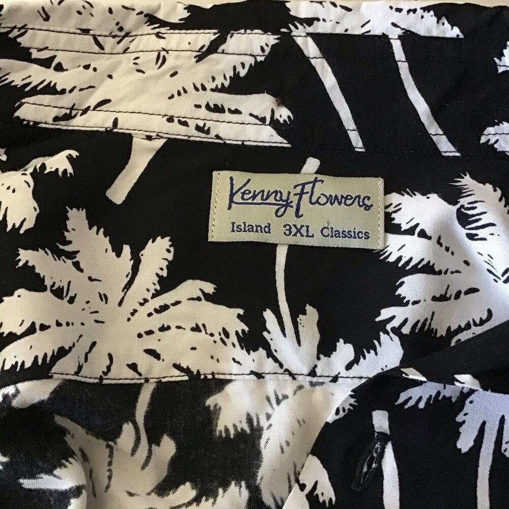 Kenny Flowers Island Classics tropical Black & White Palm tree  shirt. 3XL - Picture 5 of 7